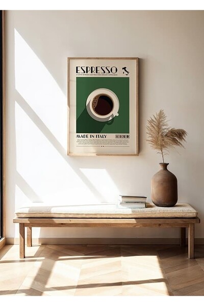 KEYFHOME Espresso Made In Italy Cafea cu ramă din lemn MDF Poster decorativ p...