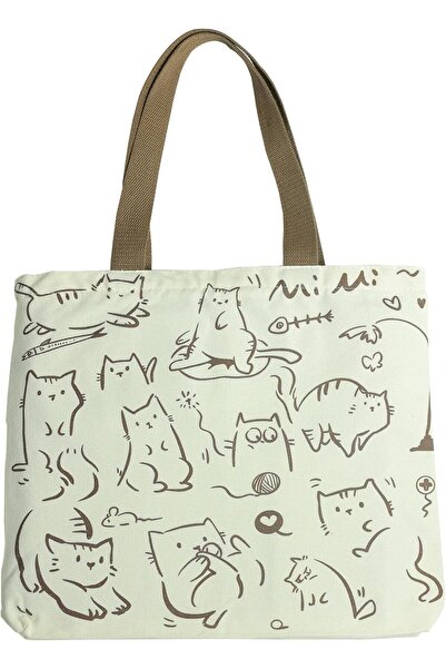 GENERAL Cute Tote Bag for Women with Zipper, Funny Purse with Cats Dogs Large...