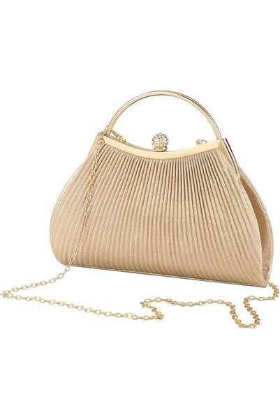X SPRING Rhinestone Purse Gold, Shimmering Top-Handle Clutch Purse for Women,...