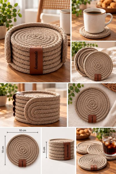 Generic Brand Cotton Tress 6-Piece Coaster Set
