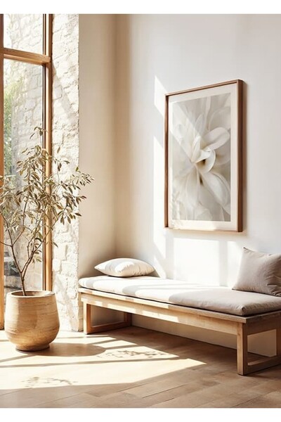 KEYFHOME Boho Flowers No2 Poster de pictură MDF înrămat cu lemn, cadou pentru...