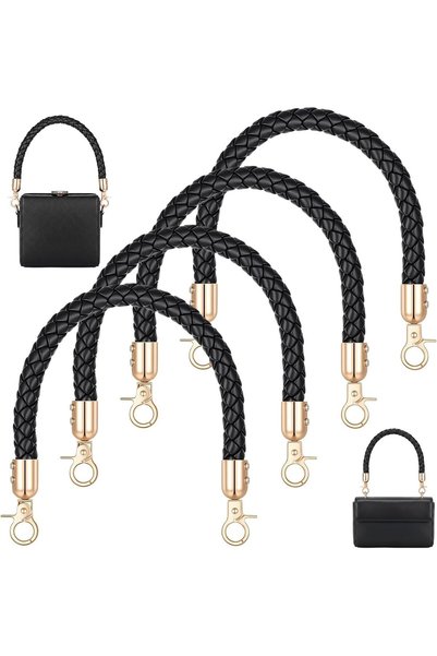 Generic 4 Pack Braided Purse Handles PU Leather Strap Replacement with Gold H...