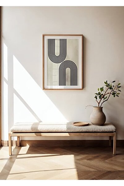 KEYFHOME Poster de pictură MDF cu cadru din lemn, abstract, geometric, mare, ...