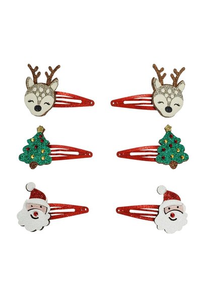 OEM Clame Metalice Par Roșii Cerb Brad Mos Crăciun 6 cm – 6 buc. – Accesorii ...