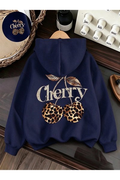 DASH WEAR Unisex Men'S/Women's Cherry Custom Printed Oversize Cotton Hooded S...