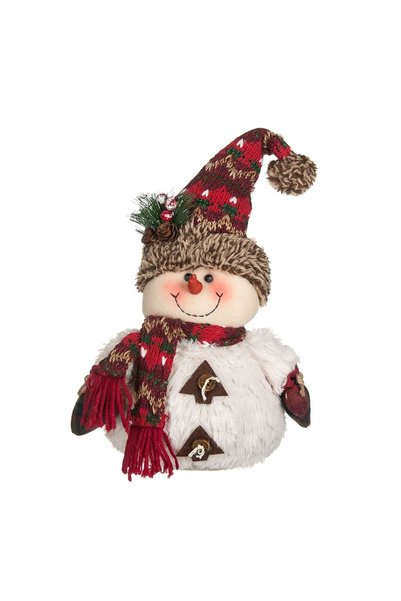 OEM Figura Decorativa de Crăciun Om de Zăpadă Blana Albă Căciulă Fular 30 cm ...