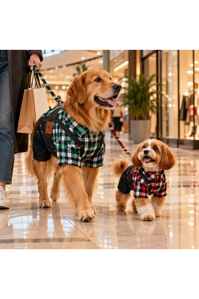 Barkie İzmir Pawlook X - Jean Gardener Overalls with Plaid Shirt