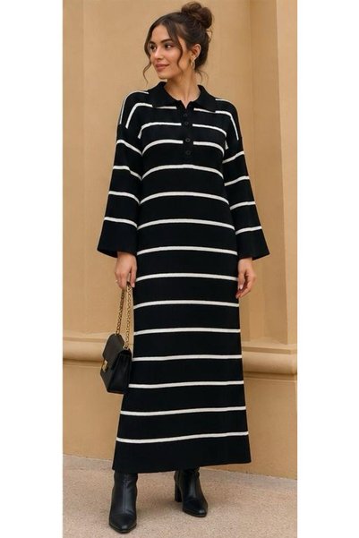 zeyoo collection ihb Women's Spanish Sleeve Striped Dress