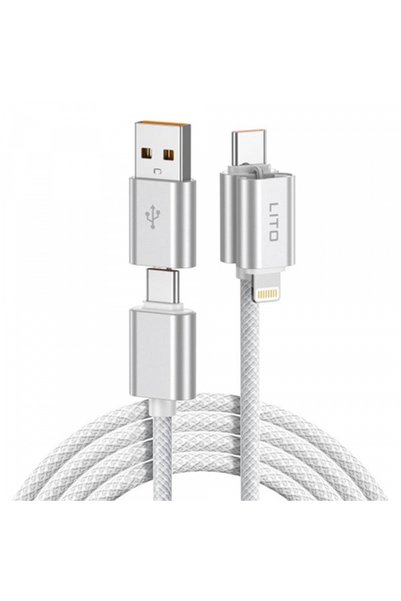 Lito Cablu Date si Incarcare USB-C / USB-A - USB-C / Lightning LD21, 100W, 1m...