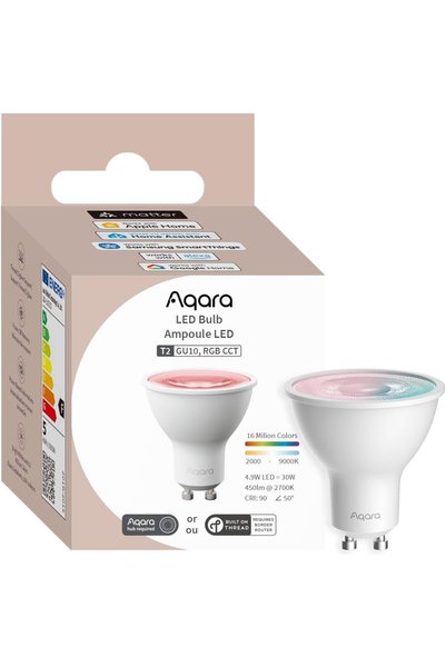 Aqara LED Light Bulb T2 (GU10, RGB CCT), Thread/Zigbee, Adjustable White (200...