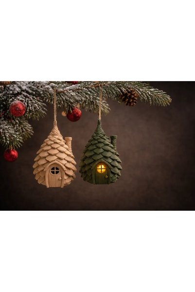 barsdepo Çam Kozası Kulübesi Tealight Mumlar için 2'LI ( MUMLAR DAHIL DEGILDIR)