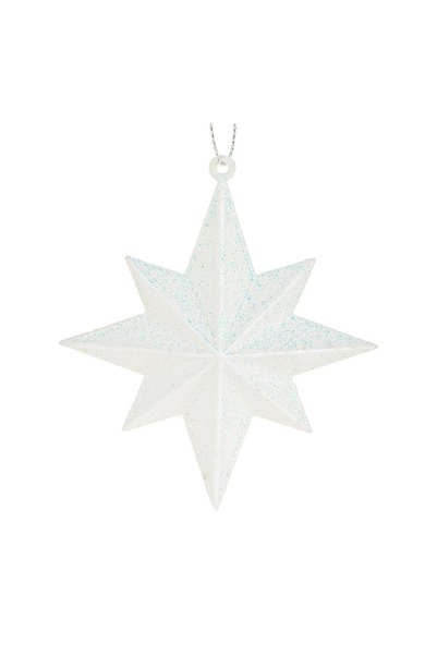 OEM Ornament Brad de Crăciun Stea 3D Albă cu Glitter Irizat 10 cm – Decor Fes...
