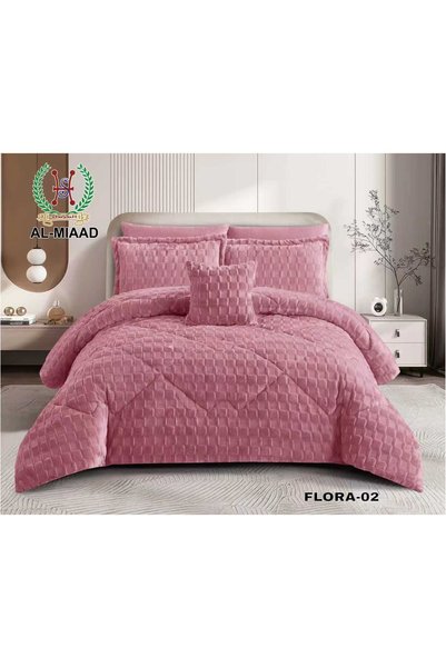 ALMIAAD Flower Winter Rabbit Fur Double Bedspread 7 Pieces - Soft Touch and W...