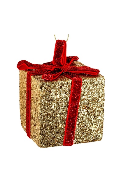 OEM Ornament Brad de Crăciun Cadou Glitter Roșu Auriu 6 cm – Decor Festiv pen...