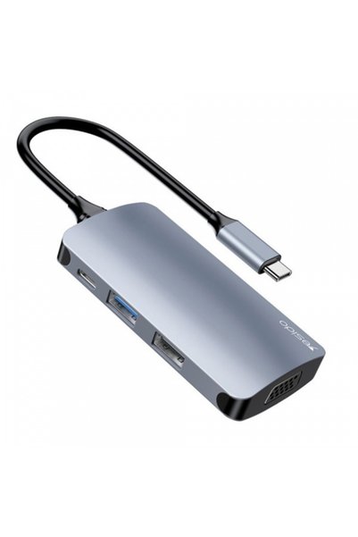 Yesido Hub USB-C HB16, 7 în 1, Gri
