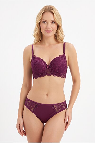 NurPeri İç Giyim Stylish and Comfortable Bra Set with Lace and Padded Support