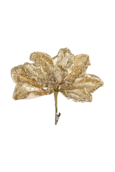 OEM Floare Decorativa de Crăciun Aurie cu Margele Transparente Glitter Auriu ...