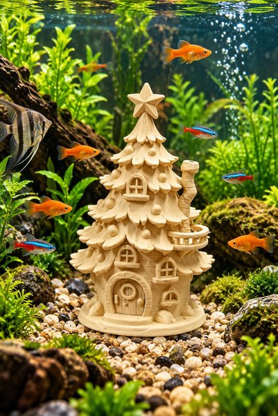 barsdepo Akvaryum Dekoru Peri Evi – Noel Ağacı Evi (BATAN MODEL)