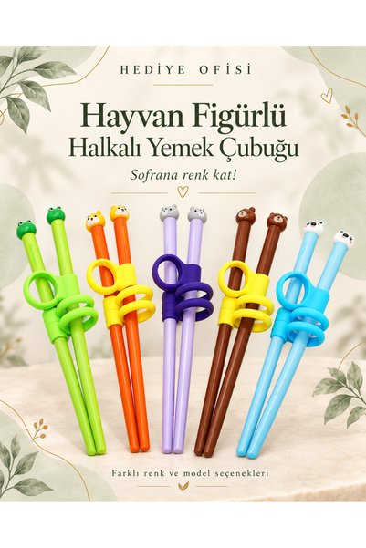 hediyeofisi 2'li Hayvan Figürlü Alıştırma Chopstick