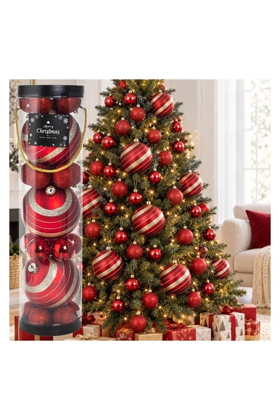 OEM Set 23 Globuri de Crăciun Bordo cu Glitter 2 Dimensiuni – Atmosferă Festi...