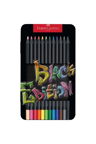 Faber Castell Μαρκαδόροι Χρωματιστοί Μαύρη Έκδοση (12 Τεμάχια) Μεταλλική Θήκη...
