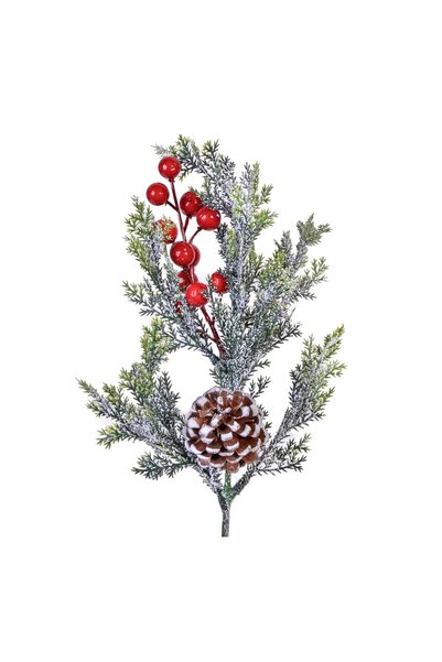 OEM Crenguta Decorativa de Brad de Crăciun Conuri Pomusoare Zapada 43 cm – At...