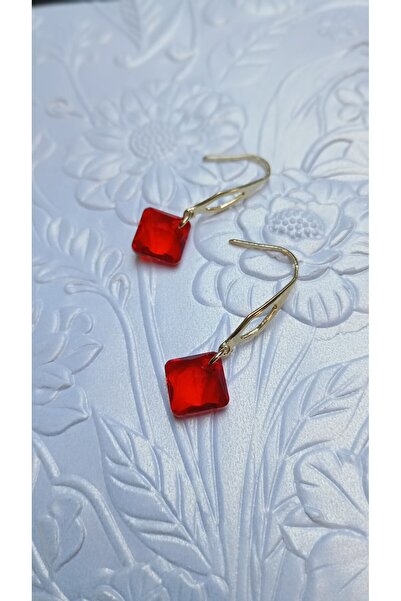Generic Brand Cercei placati cu aur 18K si cristal Swarovski rosiu Light Siam...