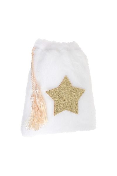 OEM Sac Cadouri de Crăciun din Imitatie de Blana Albă cu Stea Aurie Glitter ș...