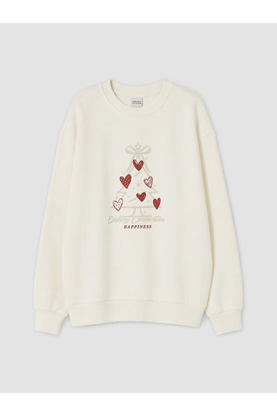 LC Waikiki سويت شيرت سميك للفتيات مطبوع عليه طباعة إكرو من بيك نيو سيزون