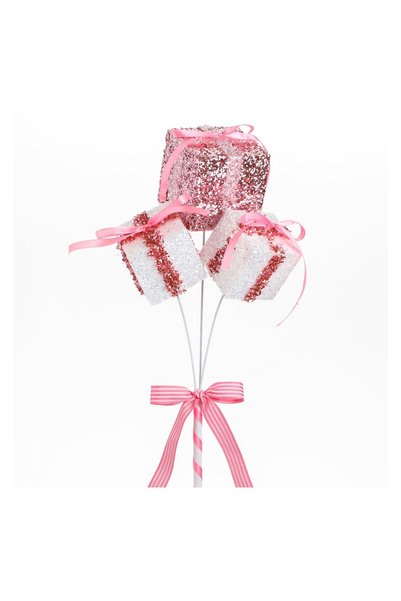 OEM Ornament Brad de Crăciun Stick Cadouri cu Beteala Albă Roz 52 cm – Atmosf...