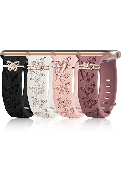 GENERAL 4 Pack Engraved Silicone Bands Compatible with Apple Watch Band 40mm ...