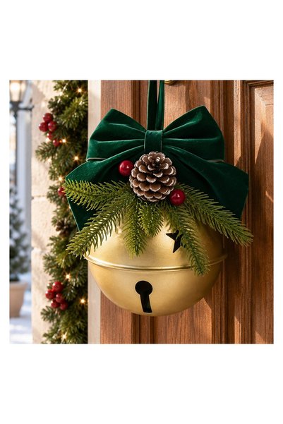 OEM Clopotel Decorativ de Crăciun Auriu cu Crengute Ø14 cm – Atmosferă Festiv...