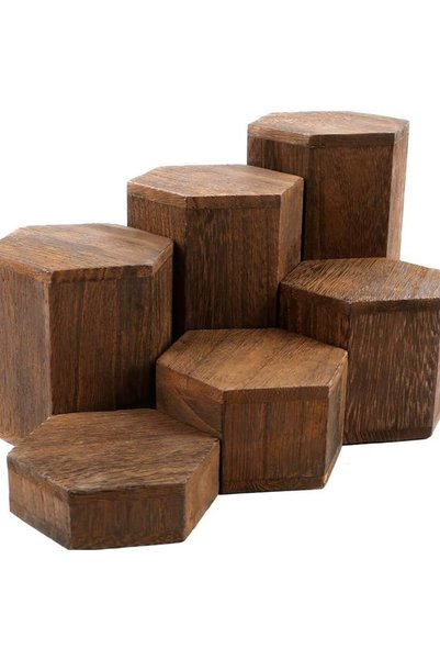 Tazweeq Wooden 6 Pcs Hexagon Risers for isplay Jewelry and Accessories Model ...
