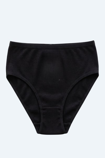 mintev Ribbed Panties Black 114 (12 Pieces)