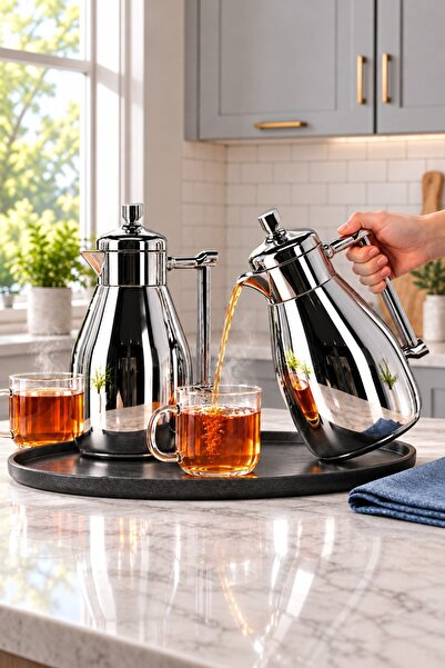 Generic Shiny Silver Steel Hospitality Tramss Set (2X1L) – Royalty Luxury & M...