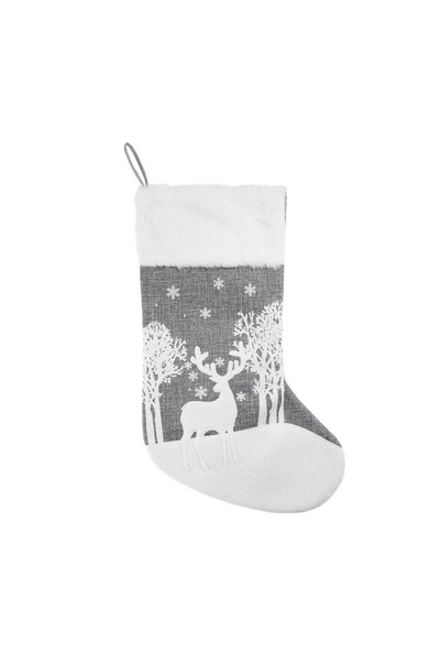 OEM Cizmulita Decorativa de Crăciun Gri cu Cerb 41 cm – Atmosferă Festivă pen...