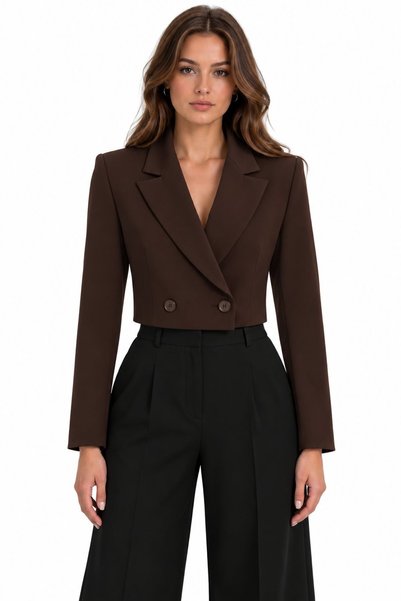 Lafela Kruvaze Kapama Yapılı Crop Blazer