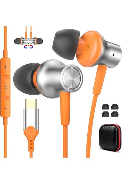 TERRIFI USB C Wired Earbuds with Microphone and Volume Control for iPhone 17 ...