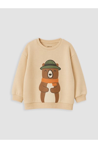 LC Waikiki Özmarka New Season Beige Printed Baby Boy Sweatshirt