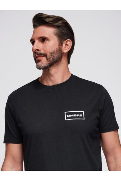 OMBRE Tricou bărbătesc, croială normală, guler rotund, imprimeu pe piept, bum...