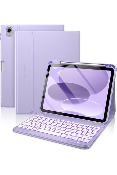 typecase حافظة لوحة مفاتيح قابلة للطي لجهاز iPad A16 الجيل 11/10، مع إضاءة خلفية