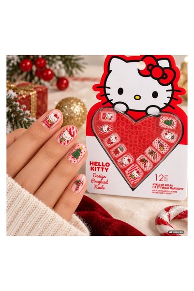 OEM Set 12 Unghii Decorative pentru Copii Hello Kitty Xmas, Accesoriu Festiv ...