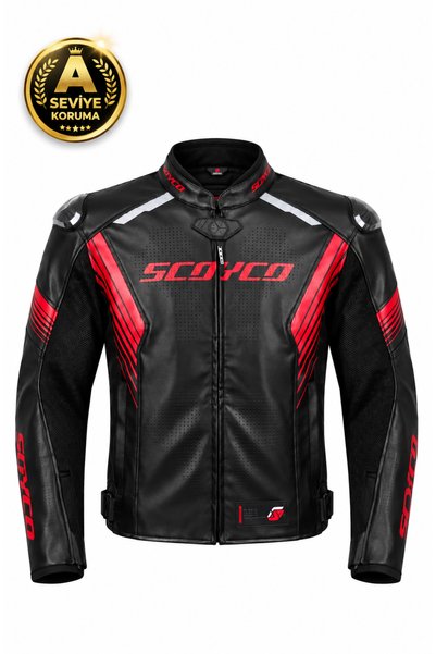Scoyco JK322 4 Mevsim Motosiklet Montu CE Onaylı Korumalı, Sökülebilir Kışlık Astarlı, Maxdura 600-D Kumaş-Deri