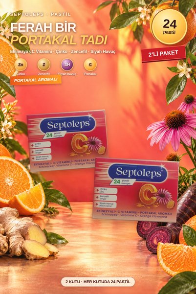 SEPTOLEPS Ekinezya-C Vitamini Çinko Zencefil Siyah Havuç Portakal Aromalı Pas...
