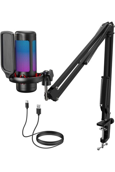 TONOR Gaming Microphone Set with Boom Arm, Vocal Condenser Microphone for Con...