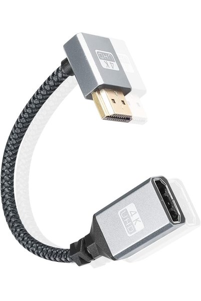 JOYZZZ كابل تمديد HDMI بدقة 4K، كابل تمديد HDMI ذكر إلى أنثى بزاوية سفلية يدع...