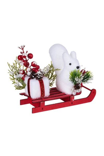 OEM Decorațiune de Masa de Crăciun Sanie din Lemn Veverita din Spuma 17cm, De...