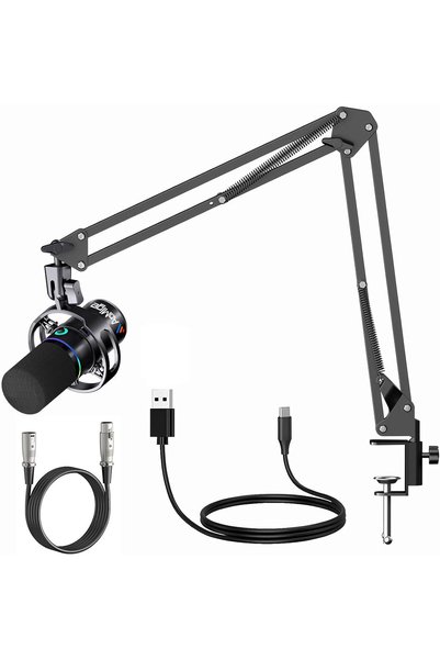 AOMIGE Dynamic Microphone Set,XLR/USB Gaming Microphone,RGB Podcast Mic w/Mut...