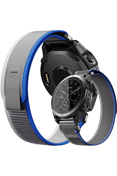 XGSM Curea din nailon QuickFit pentru Garmin 26mm, Gri / Albastru
