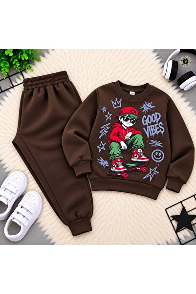 RAHAF TİCARET İçi Ş Fleece-Lined Boy's Tracksuit Set